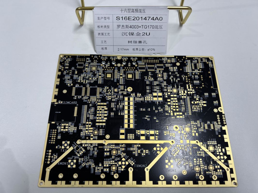 Goldfinger Rogers PCB Board 16 لایه 100% آزمون الکتریکی VIPPO Rogers + FR4 مخلوط