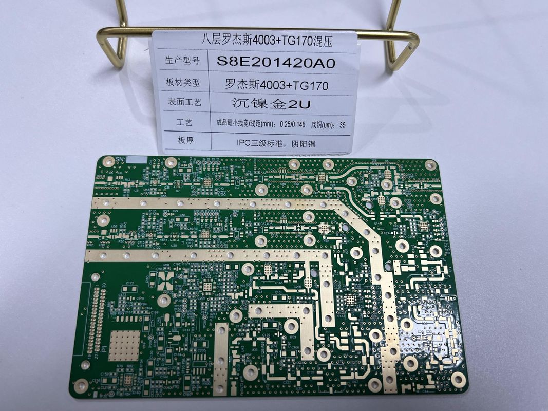 1.6mm Rogers Circuit Board 8 لایه R4003 + FR4 TG170 IPC3 مقاومت مخلوط و VIPPO