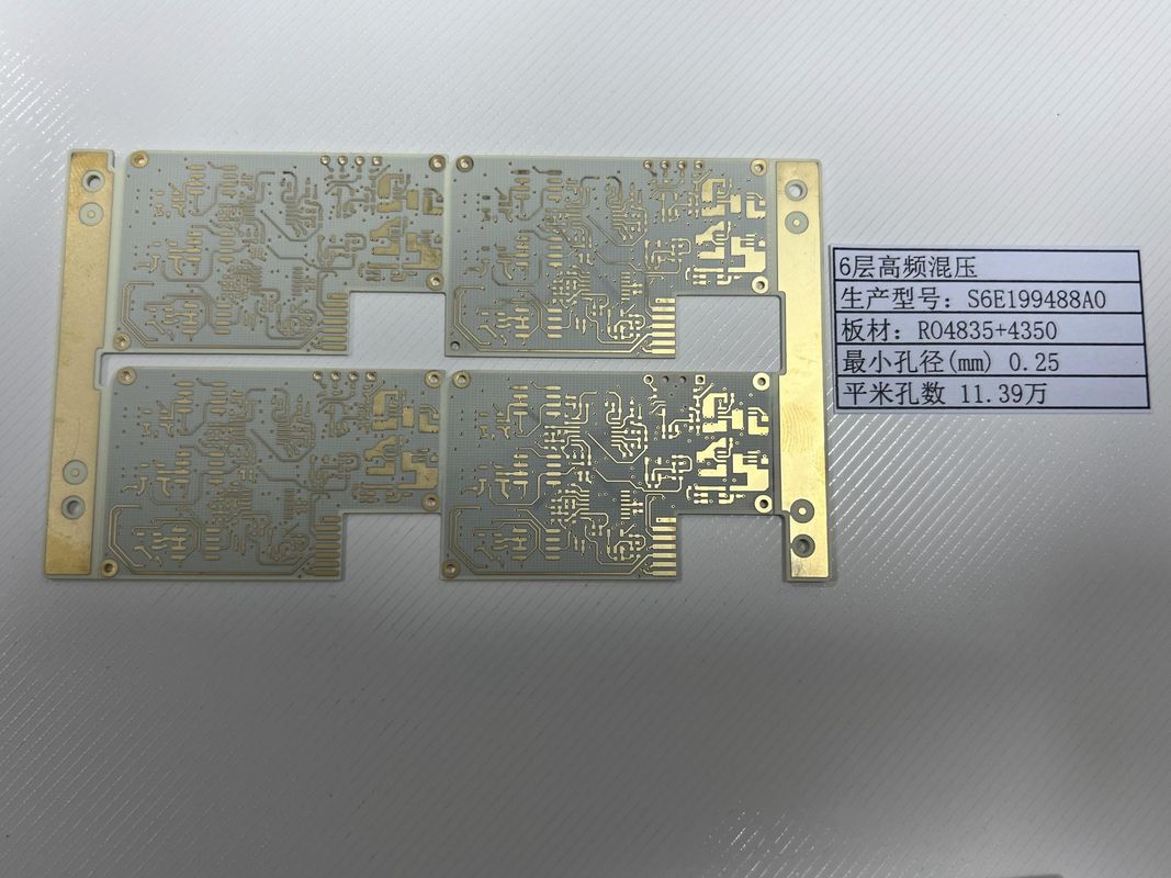 100٪ آزمون الکتریکی Rogers PCB Board با طلایی 6 لایه RO4835+4350 مخلوط