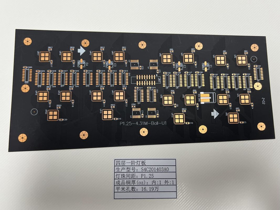 صفحه نمایش ال ای دی P1.25 4L 1+N+1 HDI صفحه PCB تخصصی با حداقل اندازه سوراخ 0.15mm برای برنامه های Socket Lamp