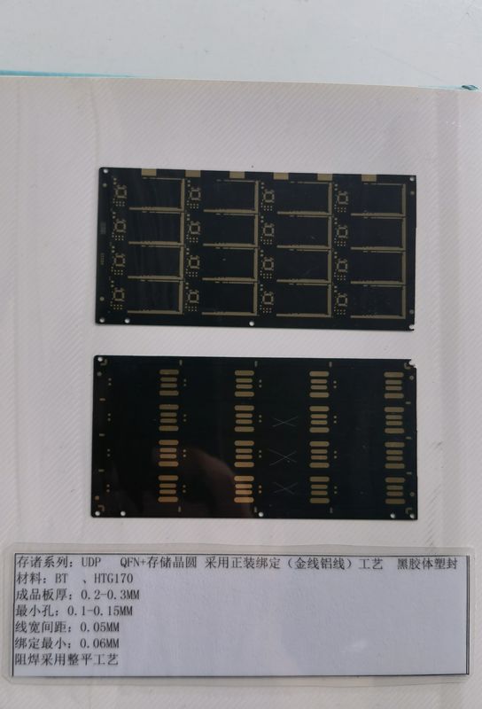2 لایه سخت سیاه Solder Mask PCB 0.1mm Trace Spacing IC Substrates کارت SD بدون مواد BT